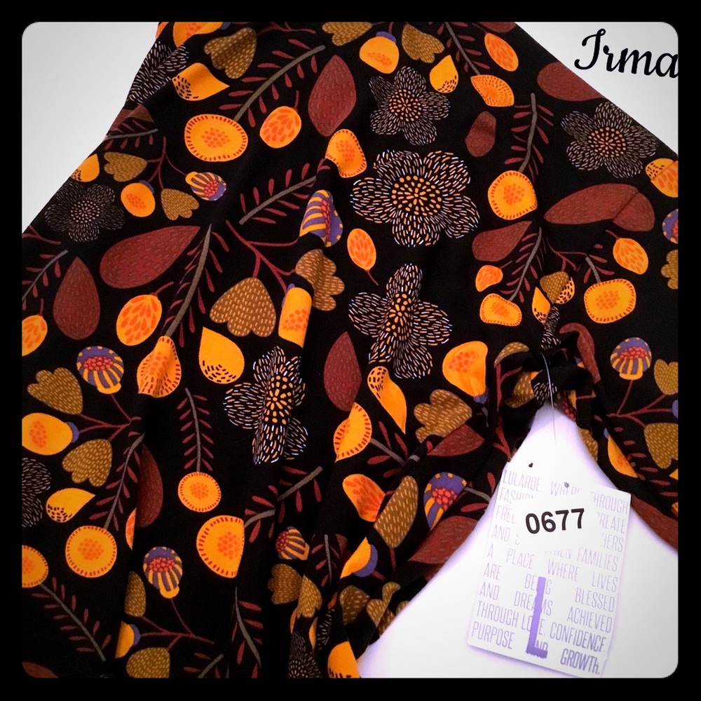 Lularoe Irma black floral print NWT